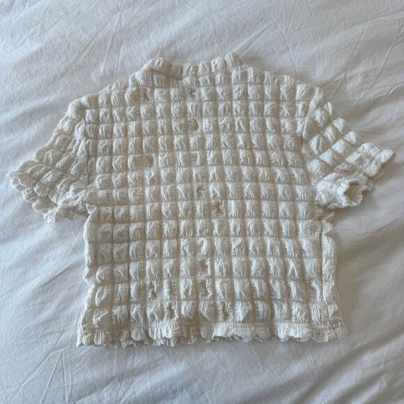 Urban Outfitters UO Paula Bubble Knit Top White Size S Mock Neck Textured Tee - Picture 4 of 5